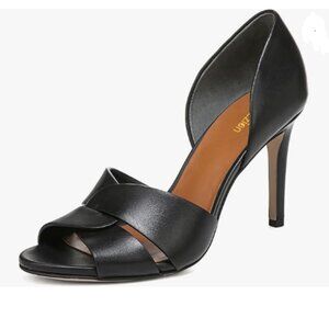 Pazzion Black Sexy Open Toe High Heeled D'Orsay Pumps Slip On Two Pieces Sandals
